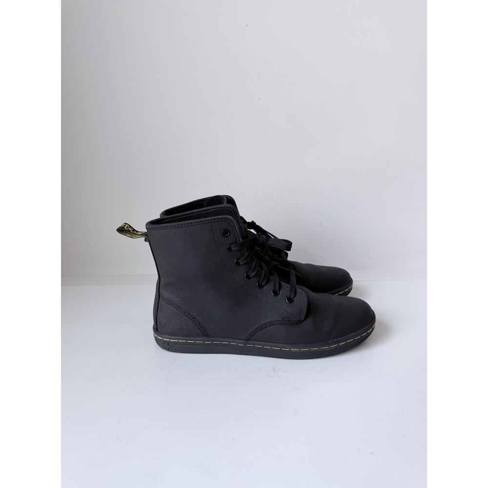 Dr Martens Boots Womens 9 Black Leather Shoreditch Combat Lace Up Ankle Shoes